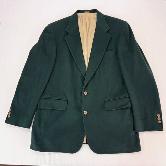 Rogers Scott VTG Mens 100% Cashmere Dark Green Blazer Jacket 42L Classic Holiday